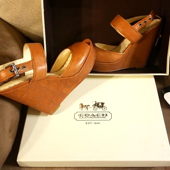 Coach Shoes - Coach sandles Whiskey butterscotch. Well worned and enjoy. Passing the joy.